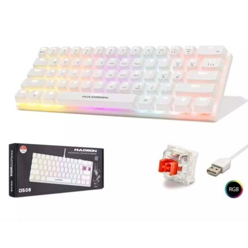 Hadron G508R Kablolu Oyuncu Mini Klavye Mekanik Red Switch Rgb Q Beyaz