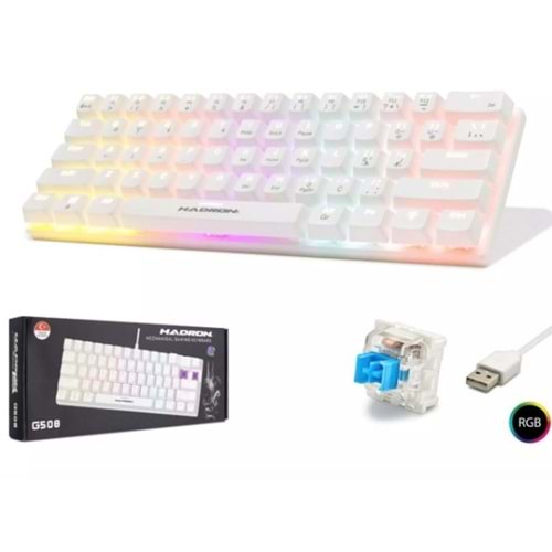 Hadron G508B Kablolu Oyuncu Mini Klavye Mekanik Red Switch Mavi Q Beyaz