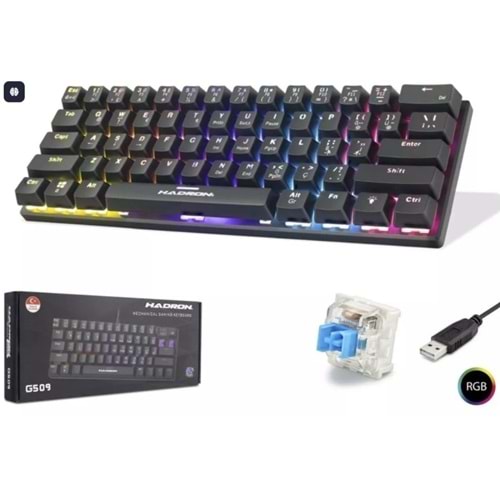 Hadron G509B Kablolu Oyuncu Mini Klavye Mekanik Red Switch Mavi Q Beyaz