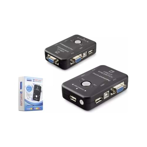 Hadron HDX1360 VGA USB Kvm Swıtch 2giriş 1çıkış Siyah