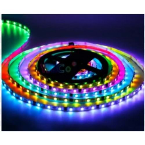 Hightek HT-2071A 12 Volt 5050 RGB Piksel Silikonlu Dış Mekan Şerit Led 5 Metre Paket Halinde