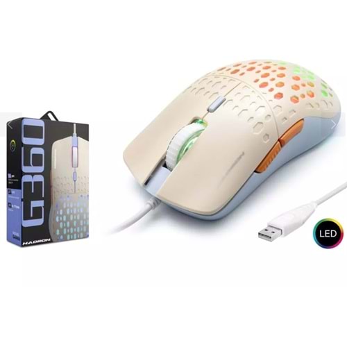 Hadron Shooter G360 Kablolu Oyuncu Mouse Rgb 3600Dpi 150Cm Siyah
