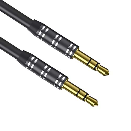 Powermaster PM-3835 3.5 MM 1.5 Metre Metal Başlık Stereo AUX Kablo Kalın Silikonlu (Erkek/Erkek)