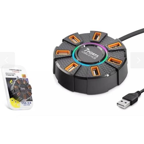 Hadron HDX7035 Usb 2.0 10 Port 7 Renk Led Usb Çoklayıcı 1.2 Metre
