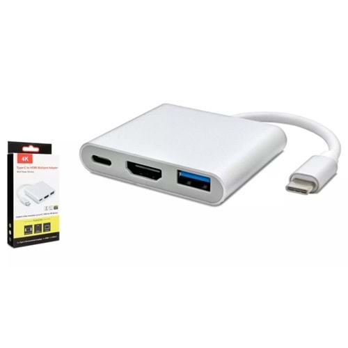 Hadron HDX7764 Type-C Hdtv Combo Hdmi 4K 30Hz + Type-C + Usb3.0 3in1 Gri