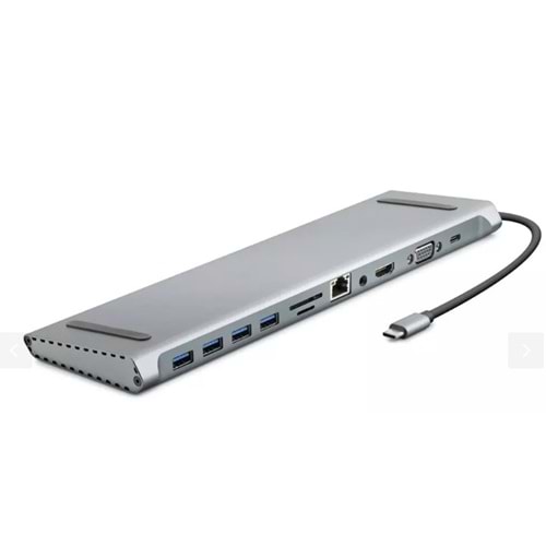 Hadron HDX7854 Type-C Hdtv Combo Type-C + Hdmi 4K 30Hz + 4*Usb3.0 + Vga + Audio + Lan + Tf + Sd 11in1 Gri