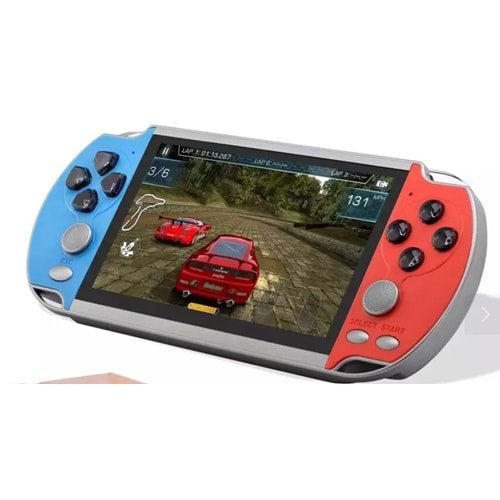 Nodar ND755 X7 Retro Game Konsolu 5.1 inç Ekran 64GB Destekli Taşınabilir Kırmızı-Mavi