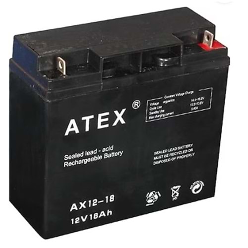 Atex 12 Volt 18 Amper 181x77x167mm Kuru Akü
