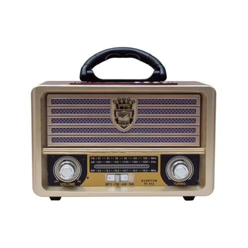 Everton RT-569 Bluetooth Fm-Usb-Tf-Aux Güneş Enerjili Şarjlı Nostaljik Radyo