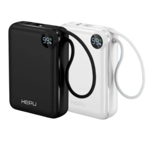 Hepu HP-A18 20.000 mAh 22.5W Hızlı Şarjlı Powerbank – Kendinden Type-C Kablolu + LED Ekranlı