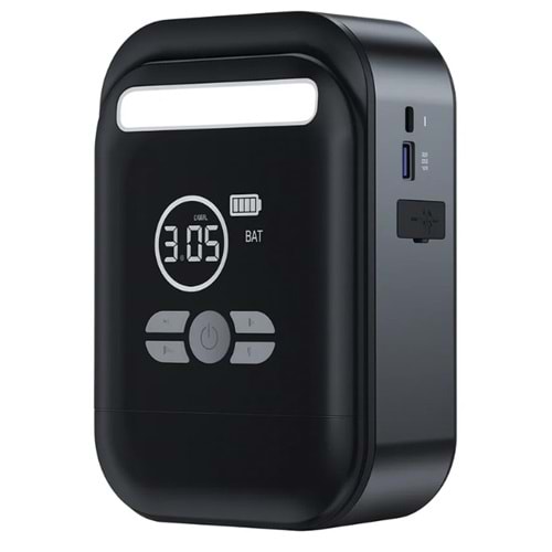 Hepu HP-M02 Çok Fonksiyonlu Hava Pompası – 10000mAh Dijital Ekran + Powerbank + Fener