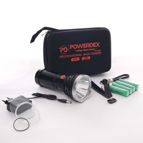 Powerdex PD-9900 Su Geçirmez 25 Watt 3200 Lümen Süper Güçlü LED Profesyonel Şarjlı El Feneri