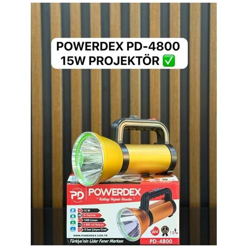 Powerdex PD-4800 15W 1500 LMN Güçlü Şarjlı Projektör Lamba
