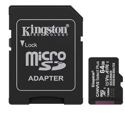 Kingston Canvas Select Plus SDCS3/64GB Class 10 UHS-I U1 A1 V10 64 GB Micro SD Kart