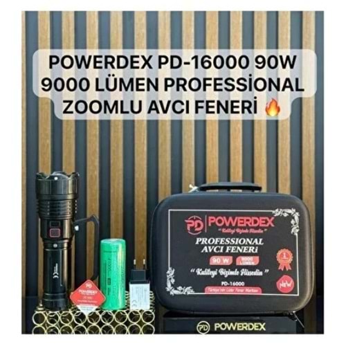 Powerdex PD-16000 90W 9000 Lümen Profesyonel Zomlu Avcı El Feneri