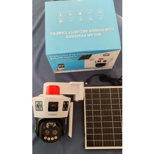 O-KAM Pro 7050 2 Lens 10X Optik Zoom Wifi Solar PTZ Kamera