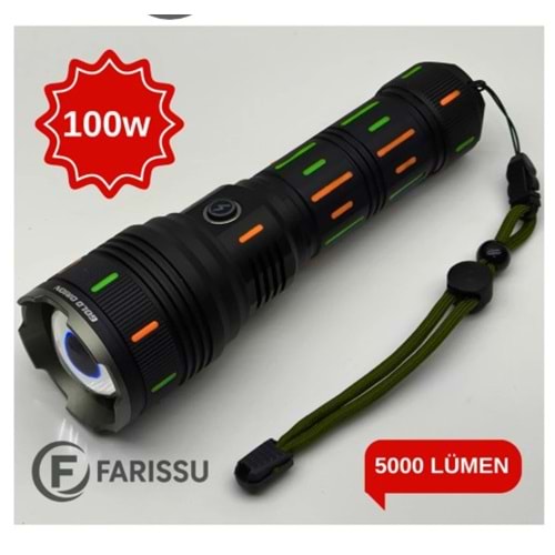Gold Orion OR-G66Y 100W 5000 Lümen 1.5 Km Zoomlu Menzil ve PowerbankProfesyonel Şarjlı Fener