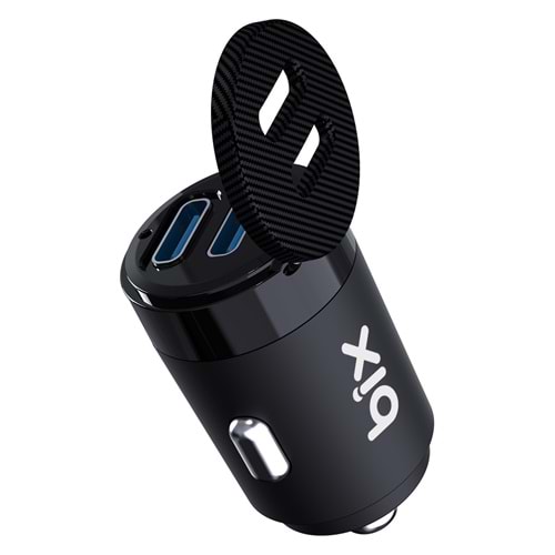 Bix BX-CCP65CC 65W Çift Portlu Type-C Araç Şarj Aleti Apple iPhone & Android & Notebook Mini Araç Içi Şarj Cihazı - S