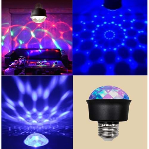 Ledx AL-KXT6882 Mini 360 Derece Led 3.3 Watt E27 Duy Rgb Disko Lamba