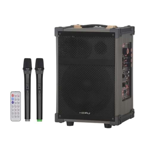 Hepu HP-976 40W 8” 2 Kablosuz Mikrofon Kumanda TWS Partybox Hoparlör