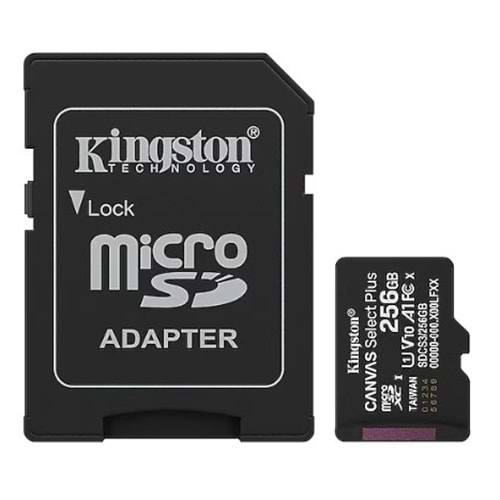 Kingston Canvas Select Plus SDCS3/256GB Class 10 UHS-I U1 A1 V10 256GB Micro SD Kart