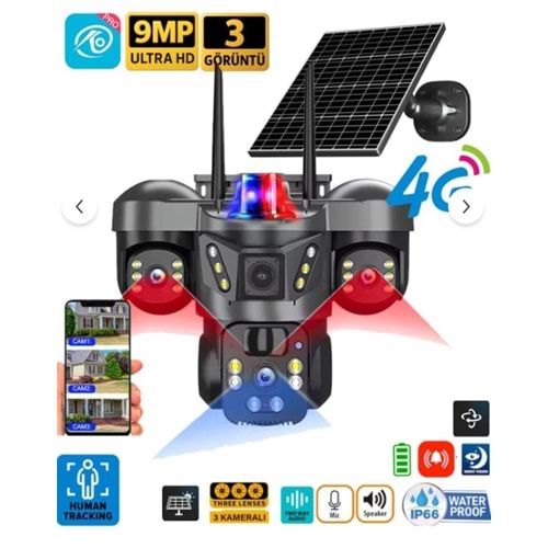 O-KAM Pro 8050 4G 9MP 3Lens Solar PTZ Kamera
