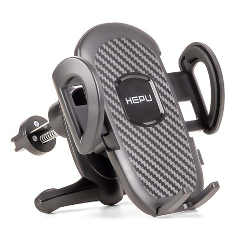 Hepu HP-A25 Havalandırma Izgarası Telefon Tutucu – Yaylı Sıkıştırmalı + Karbon Desenli Tasarım