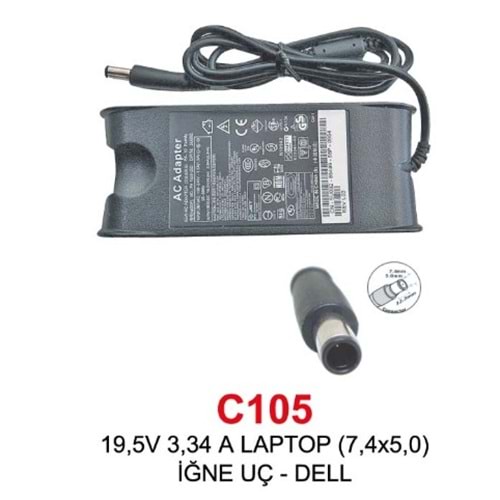 Fast C105 Dell 19V 3.34A 7.4*5.0mm İğne Uçlu Notebook Şarj Adaptörü