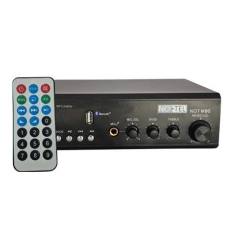 Notel M80 80W BT ve USB Kompakt Mikser Amfi (100V Trafolu Sistem)