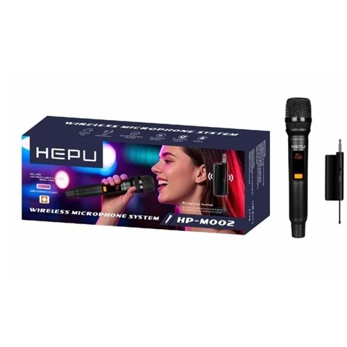 Hepu HP-M002 Profesyonel Kablosuz Mikrofon Sistemi – Dijital Ekranlı USB Alıcılı Şarjlı