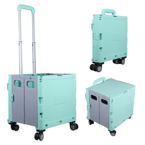 Sunup 26966 Katlanabilir Market Pazar Kamp Tekerlekli Alışveriş Arabası 60KG Kapasiteli