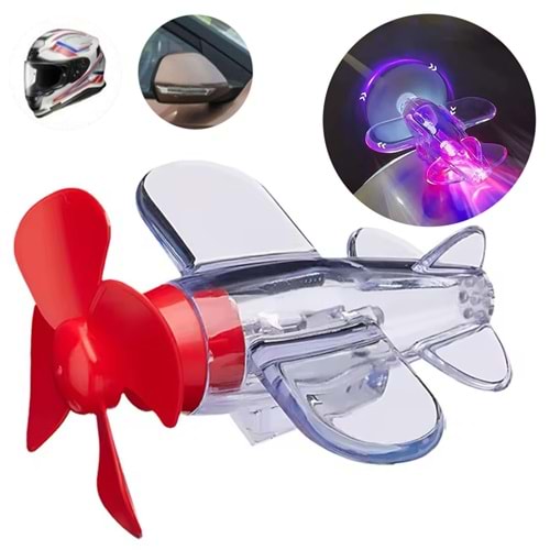 Sunup 26786 LED Işıklı Motosiklet Süs Uçağı Pilsiz Çalışan Kırmızı-Mavi Işık Efektli