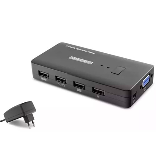 Hadron HDX1374 Vga Kvm Switch 2 Port + 4*Usb Vga Kablolu Siyah