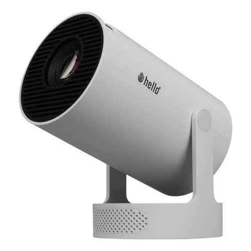 Hello HY300 Beyaz Taşınabilir Sinema Projektörü 1280 * 720P Ev Sineması Bluetooth Android 11 Akıllı Projeksiyon Wifi