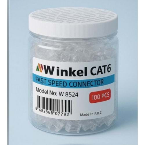 Winkel W-8524 RJ45 Cat6 Plug - 100 Lü Paket Halinde