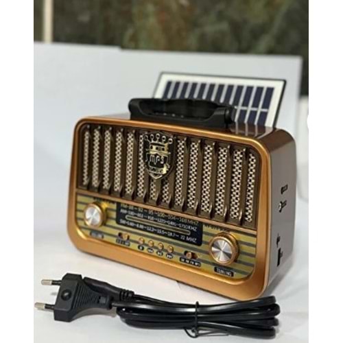 Everton RT-878SOLAR USB Aux SD Kart Girişli Bluetooth Destekli Nostaljik Radyo