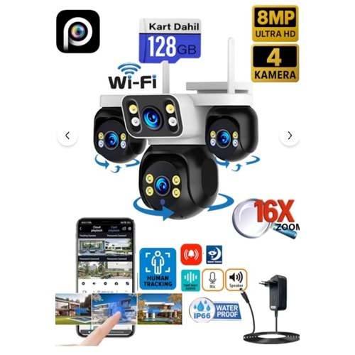 Esvision ES-5804 8MP 4 Lens 16x Zoom Wi-Fİ Kamera