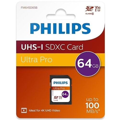 Philips 64GB Micro Sdhc Kart + Sd Adaptör - Class 10 Uhs-I U3