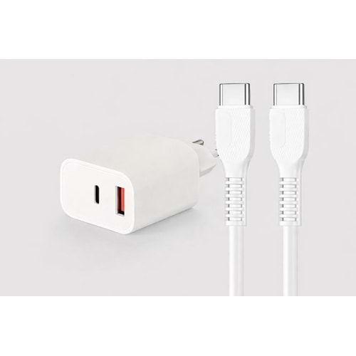 Compaxe CTA-300CA TT 30+18W TT PD/QC+Type-C To Type-C 3A Kablolu Set