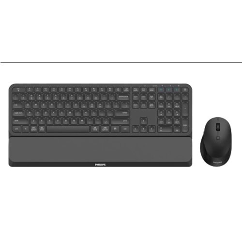 Philips SPT6607B Türkçe Q 2.4ghz ve Bluetooth Bilek Destekli Multimedya Siyah Klavye Mouse Set