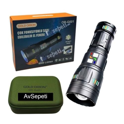 Gold Orion Or-G601 200W Zoomlu 6000 Lümen Powerbank Şarjlı El Feneri