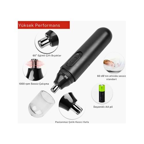 Small Sun SM-429 Burun Kılı Kesme Makinesi Sessiz Paslanmaz Çelik Taşınabilir