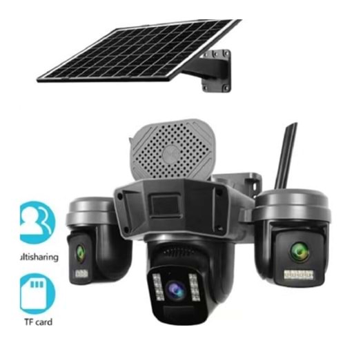 O-KAM Pro 5210 3 Lens Solar Wifi Sirenli PTZ Kamera