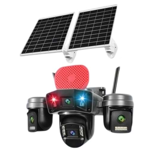 O-Kam OK-336 4 Lens 4G AOV Sirenli Çakarlı Çift Panel Solar Kamera