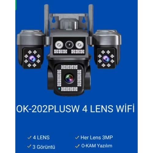 O-KAM Pro OK-202PLUSW 12 MP 4 Lens Wifi Ptz Kamera