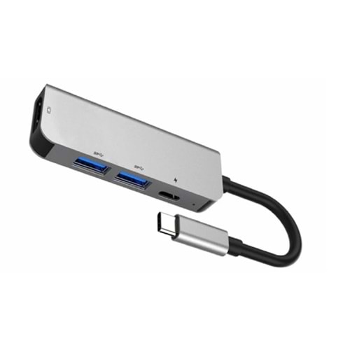 Hepu HP-B19 USB-C Çoklayıcı HUB – 2x USB 3.0 + HDMI + Type-C PD Girişli Alüminyum Gövde