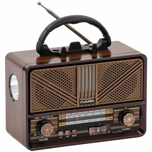 Prokama BK-7051BTS Nostaljik Eskitme Güneş Enerjili Bluetooth Nostaljik Radyo