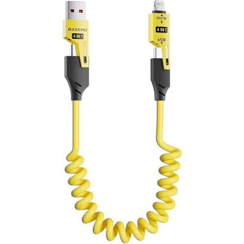 Forline TFK0009 4 in 1 Spiralli Telefon Şarj Kablosu