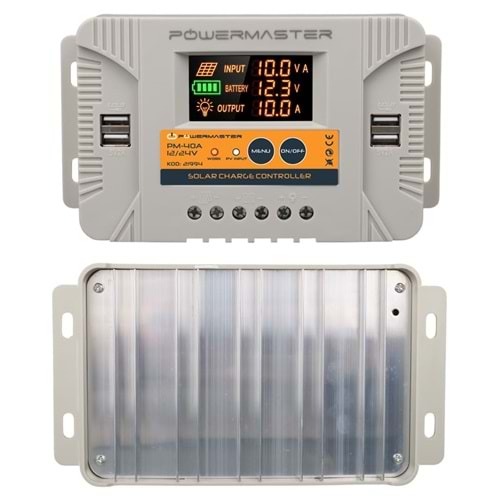 Powermaster PM-40A 12V-24V 40 Amper 4 USB Çıkışlı Dijital Ekranlı Solar Şarj Regülatörü