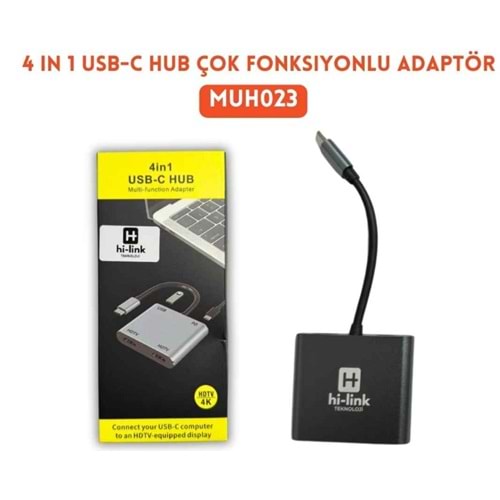 Hi-Link MUH023 4 in 1 Type-C4 Port Hub Combo Çoğaltıcı 2xHDMI